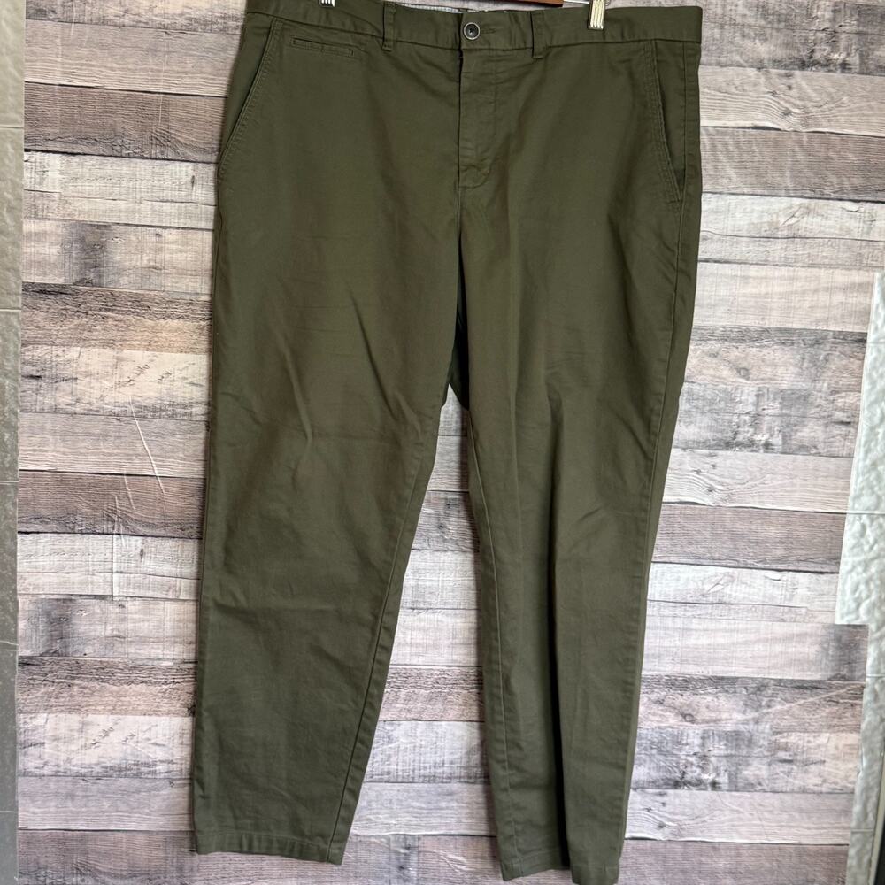 Perk Slim Fit Stretch Pants Mens 40x30 Olive Straight Casual Chino Preppy